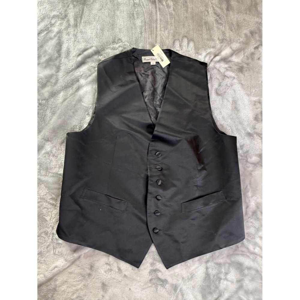 Robert Talbott Vest Protocol Mens L Black Jacquard Logo Lining Finish NWT